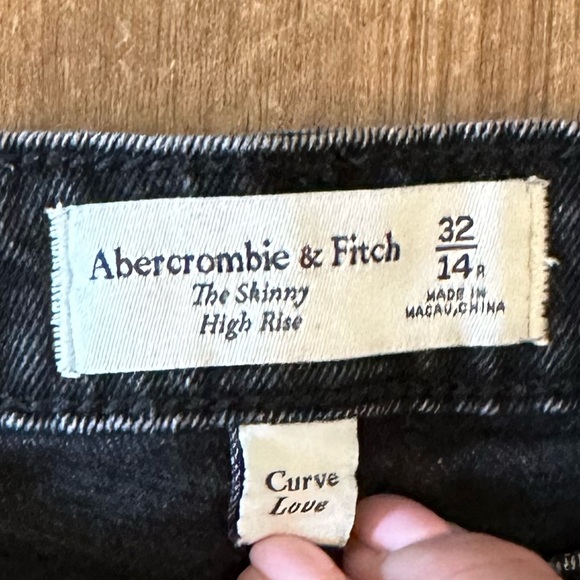 Abercrombie & Fitch Skinny High Rise Curve Love Black Two-tone Jeans Size 14 R - Picture 5 of 5